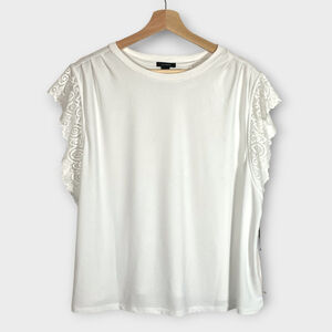 HALOGEN Lace Trim Sleeveless Top Womans XXL White Nordstrom NEW